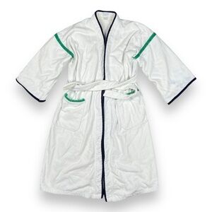 Vintage Christian Dior Monsieur White Robe Pockets Cotton Loungewear One Size